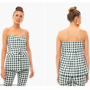 Tuckernuck Green and White Gingham Strapless Top